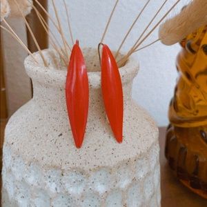 Vintage Retro Bright Red Dangle Earrings